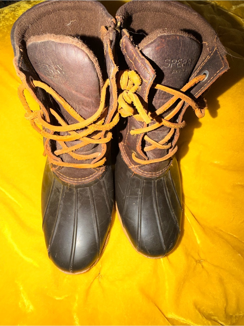 Sperry Brown Duck Boots with Tan Laces women